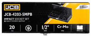 Набор головок ударных JCB Tools JCB-4203-5MPB, 20 ед., 1/2", 6-гранные JCB-4203-5MPB фото