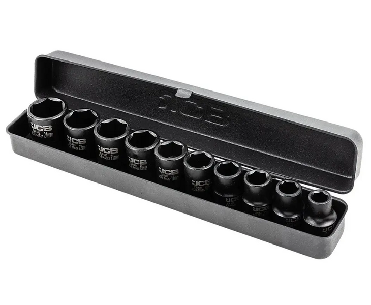 Набір головок ударних глибоких JCB Tools JCB-4109-5MPB, 10 од., 1/2", 6-гранні (10&ndash;24 мм) JCB-4109-5MPB фото