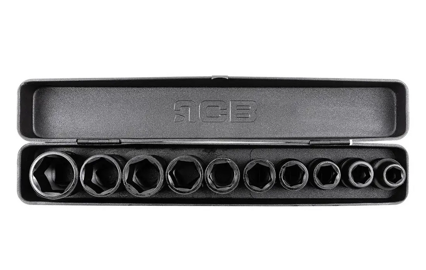 Набір головок ударних глибоких JCB Tools JCB-4109-5MPB, 10 од., 1/2", 6-гранні (10&ndash;24 мм) JCB-4109-5MPB фото