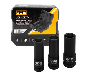 Набір головок глибоких ударних тонкостінних JCB Tools JCB-4032TH, 3 од., 1/2", 6-гранні (17, 19, 21 мм) JCB-4032TH фото